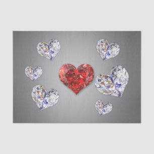 Papier Mousseline Coeurs de diamants précieux et élégants