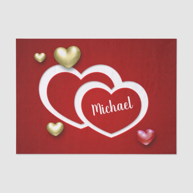 Papier Mousseline Coeurs de la Saint Valentin Rouge moderne (Recto)
