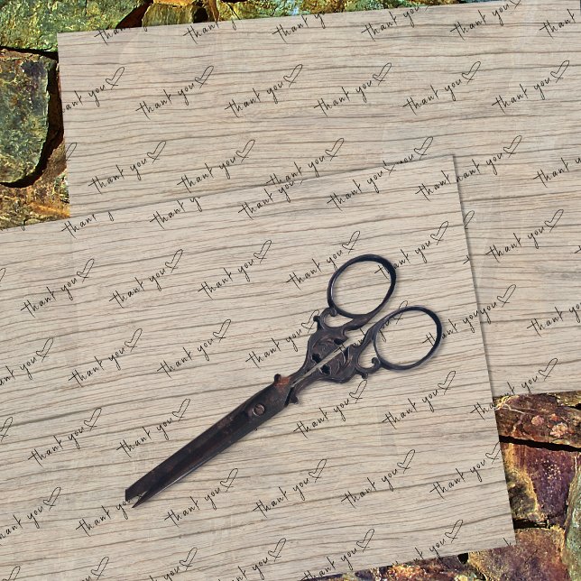 Papier Mousseline Coeurs de Merci client sur le bois (Créateur téléchargé)
