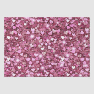 Papier Mousseline Coeurs de Parties scintillant rose