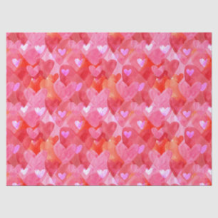 Papier Mousseline Coeurs délicieux en rose, rouge et orange