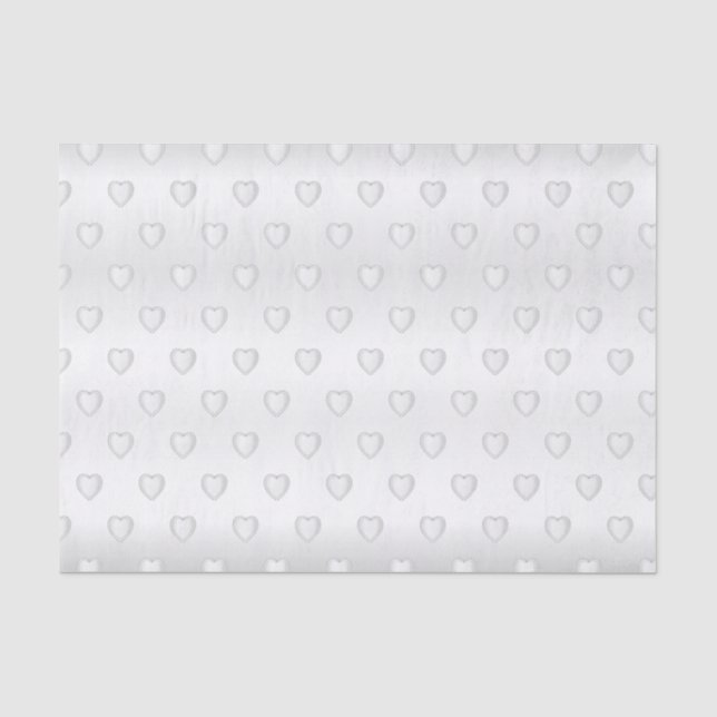 Papier Mousseline Coeurs Diamants Satinés Blancs (Recto)
