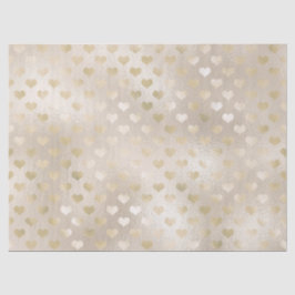 Papier Mousseline Coeurs d'or blanc