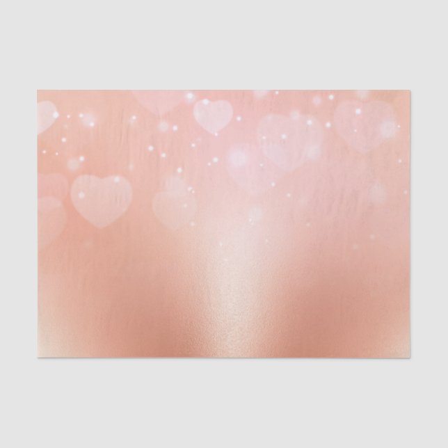 Papier Mousseline Coeurs d'or rose (Recto)
