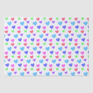 Papier Mousseline Coeurs dorants - Couleurs Pastel Assorties