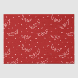 Papier Mousseline Coeurs et ailes en rouge