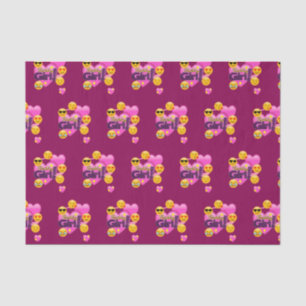 Papier Mousseline Coeurs et fille d'anniversaire d'Emojis