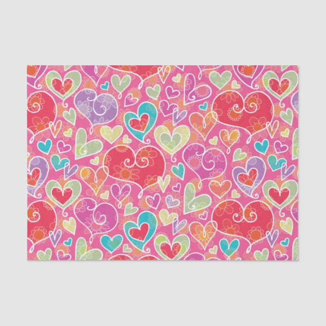 Papier Mousseline Coeurs et fleurs de Saint-Valentin (Recto)