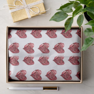 Papier Mousseline Coeurs floraux romantiques de rose rouge