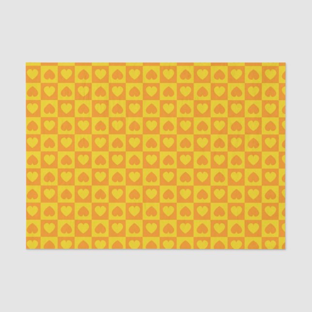Papier Mousseline Coeurs Galore Jaune et Orange (Recto)