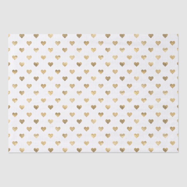 Papier Mousseline Coeurs Gold Foil (Recto)