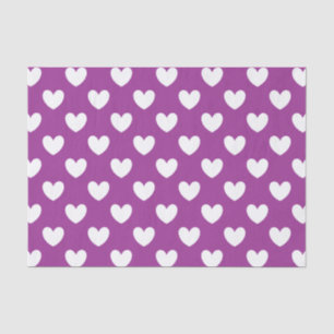 Papier Mousseline Coeurs polka blanc sur violet