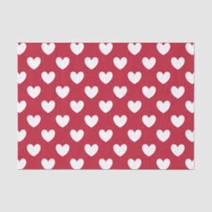 Papier Mousseline Coeurs polka blancs et rouges