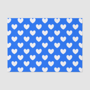 Papier Mousseline Coeurs polka blancs sur bleu