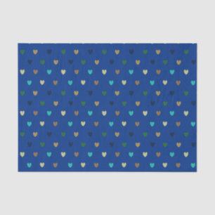 Papier Mousseline Coeurs Polka dans les tons bleu paon