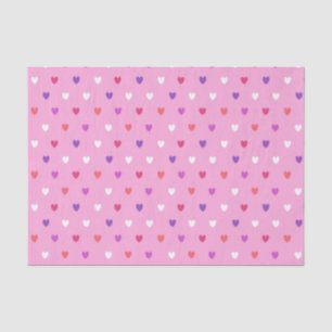 Papier Mousseline Coeurs polka rose