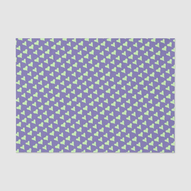 Papier Mousseline Coeurs pour Découpage vert et pourpre (Recto)