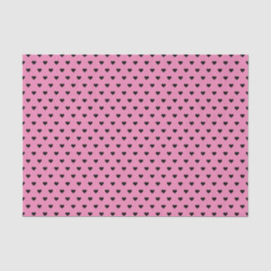 Papier Mousseline Coeurs rose et noir Papier d'enrobage personnali