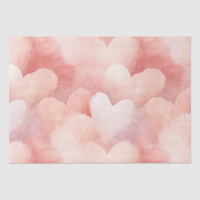 Papier Mousseline Cœurs rose tendre jolis (Recto)
