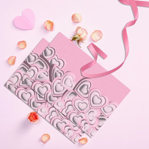Papier Mousseline Coeurs rose vif en 3D Découpage de la Saint-Valent