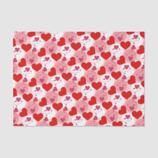 Papier Mousseline Coeurs rouges et roses Saint-Valentin Romance Moti