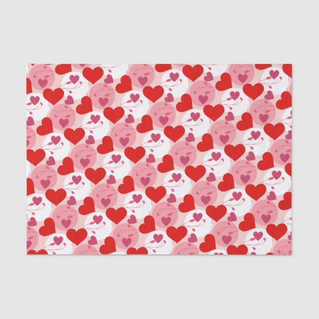 Papier Mousseline Coeurs rouges et roses Saint-Valentin Romance Moti (Recto)