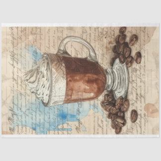 Papier Mousseline Coffee Ephemera Aquarelle Collage