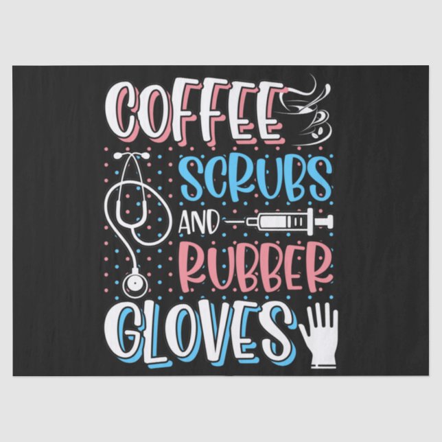 Papier Mousseline COFFEE SCRUBS RUBBER GLOVES RN Infirmière inscrite (Recto)