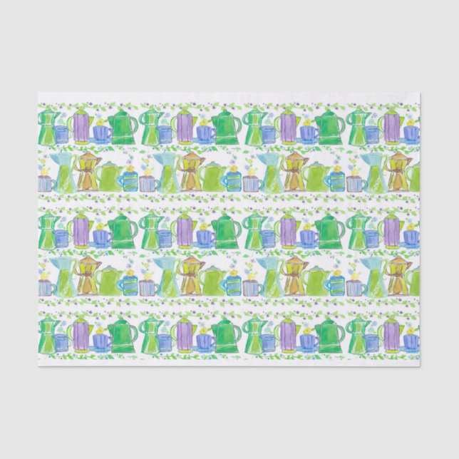 Papier Mousseline Coffee Shop French Press Cups Illustration (Recto)
