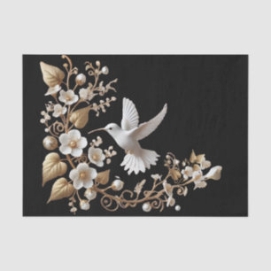 Papier Mousseline Colibri blanc sur le découpage noir