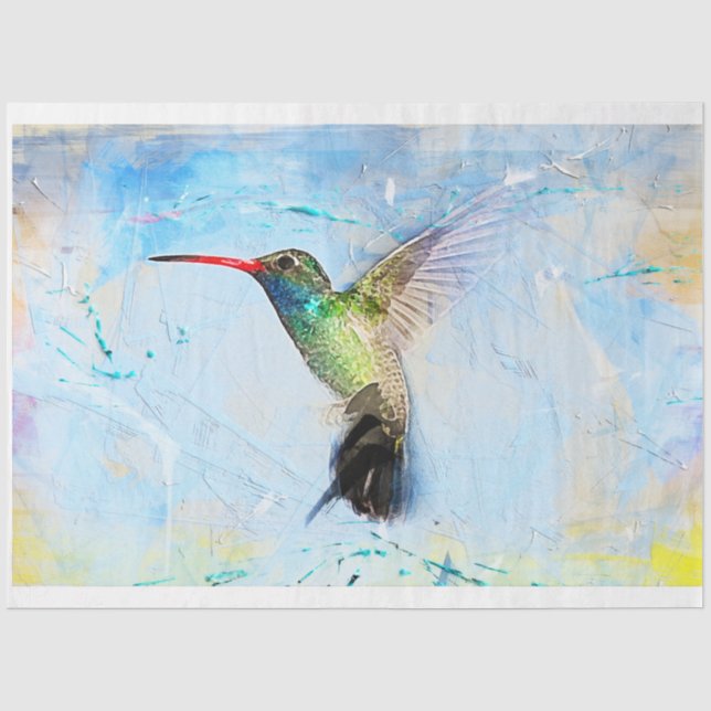 Papier Mousseline Colibri dans le papier de tissus en vol (Recto)
