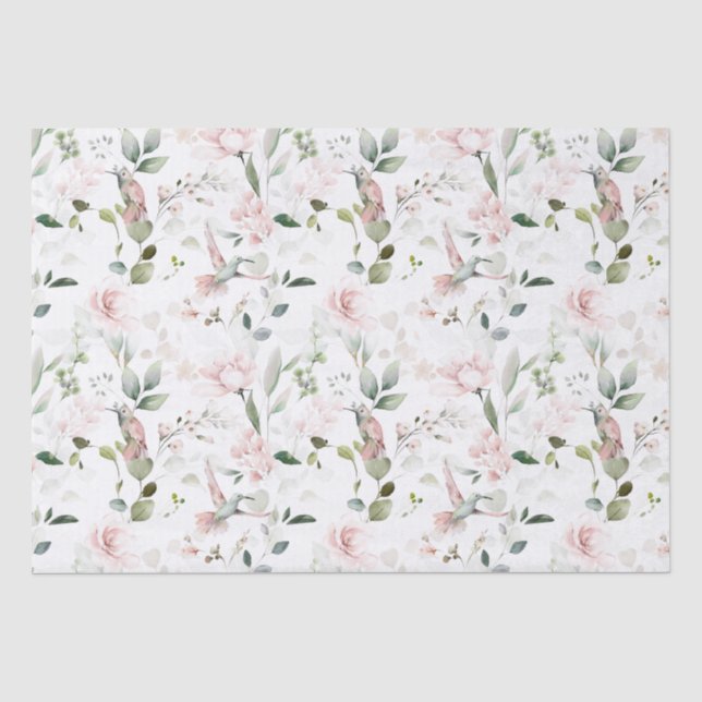 Papier Mousseline Colibri rose de feuillage  (Recto)