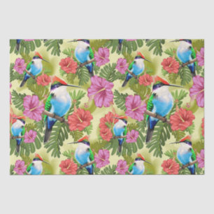 Papier Mousseline Colibri se reposant et Hibiscuses