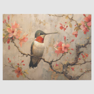 Papier Mousseline Colibri vintage avec découpage en fleurs de cerisi