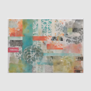 Papier Mousseline Collage Abstrait Média mixte Abstrait