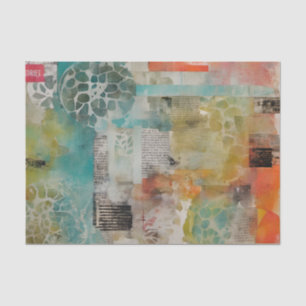 Papier Mousseline Collage Abstrait Média mixte Abstrait