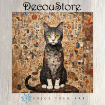 Collage Chat Vintage Découpage