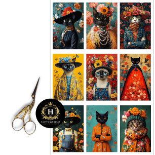 Papier Mousseline Collage de chats Petits projets Junk Journal Décou