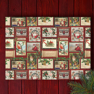 Papier Mousseline Collage de la carte de Noël victorienne antique