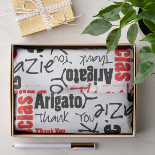 Papier Mousseline Collage de mots en MERCI rouge et noir