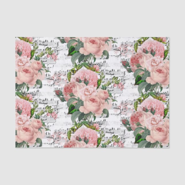 Papier Mousseline Collage de roses roses (Recto)