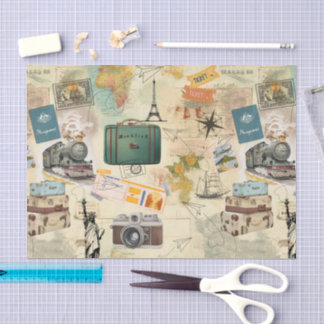 Papier Mousseline Collage de voyage vintage