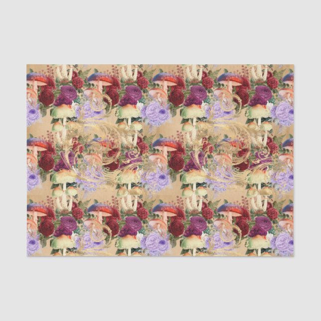 Papier Mousseline Collage élégant de champignons (Recto)