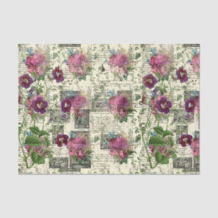 Papier Mousseline Collage Ephémère Florale Violet