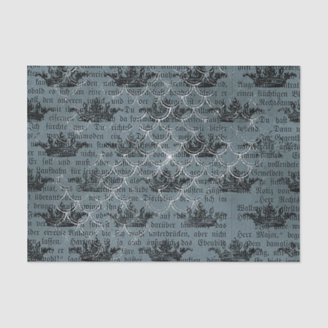 Papier Mousseline Collage Nautique bleu vintage (Recto)