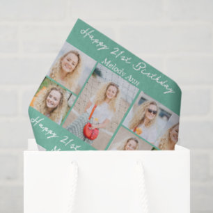 Papier Mousseline Collage photo chic vert mousse mer Joyeux Annivers