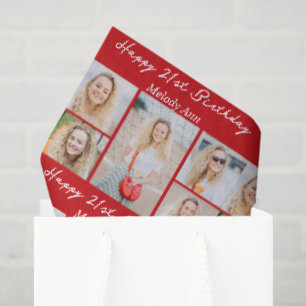 Papier Mousseline Collage photo d'anniversaire personnalisé rouge vi