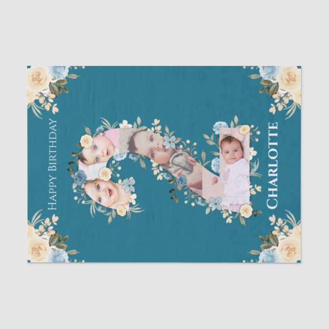 Papier Mousseline Collage photo du 2e anniversaire Turquoise bleu ja (Recto)