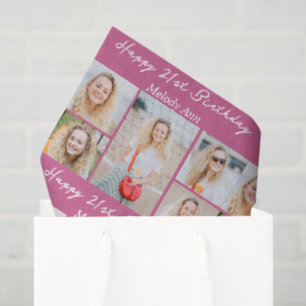 Papier Mousseline Collage photo personnalisé Joyeux Anniversaire Ros