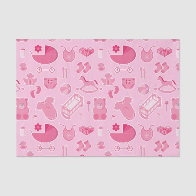 Papier Mousseline Collage rose bébé fille (Recto)